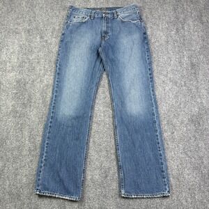 Vintage Bullhead Jeans Mens 32x32 Slim Straight Blue Denim Distressed 90s Y2K